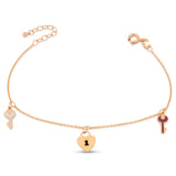 18K GoldKids Bracelet with Heart Key Design