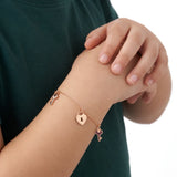 18K Gold Kids Chain Bracelet with Heart Key Design