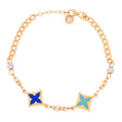 18K Chain Bracelet with Clear Star Colors Design in Turquoise