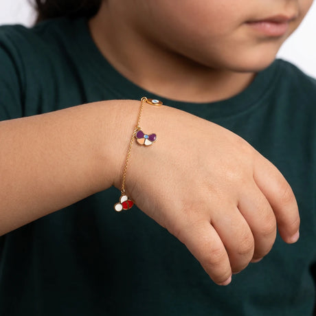 18K Gold Kids Chain Bracelet with Butterfly Design