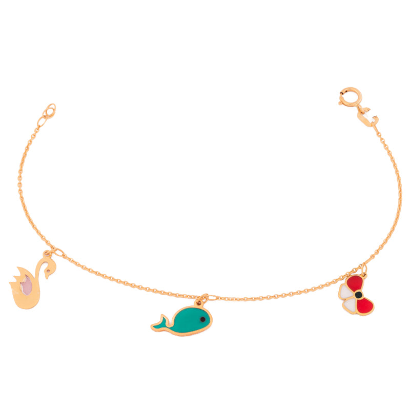 18K GoldKids Bracelet with Colorful Charms