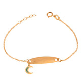 18K Gold Kids Chain Bracelet with Crescent Blessings Design