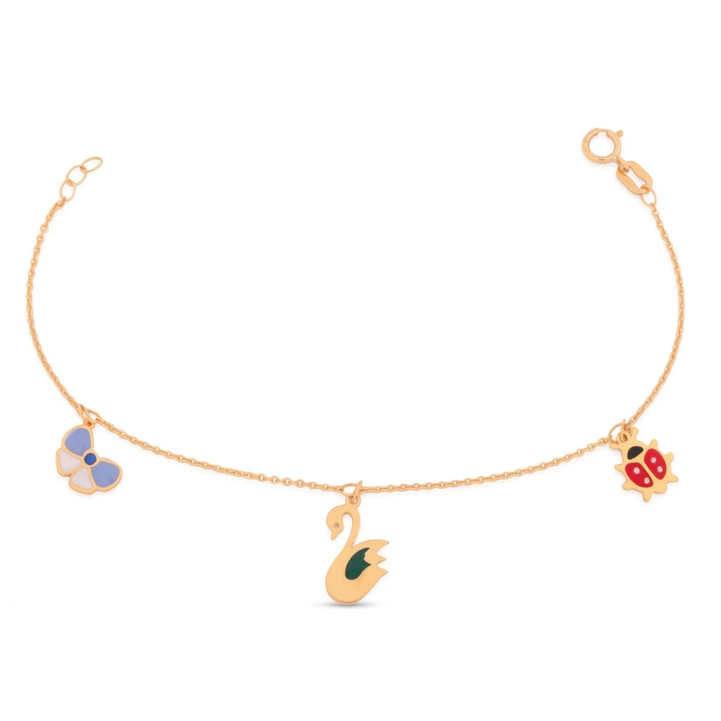 18K GoldKids Bracelet with Dangling Charms