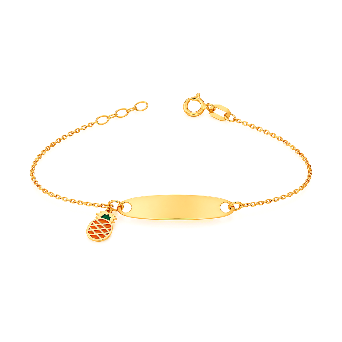 18K Gold Kids Chain Bracelet with Pineapple Design