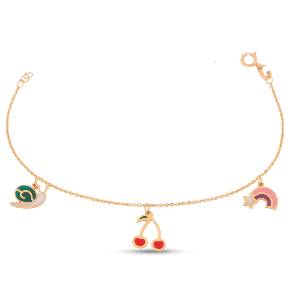 18K Chain Bracelet    with Happy Snail Design