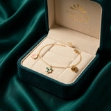 18K Gold Kids Chain Bracelet  with Butterfly Honeycomb and Heart Charms