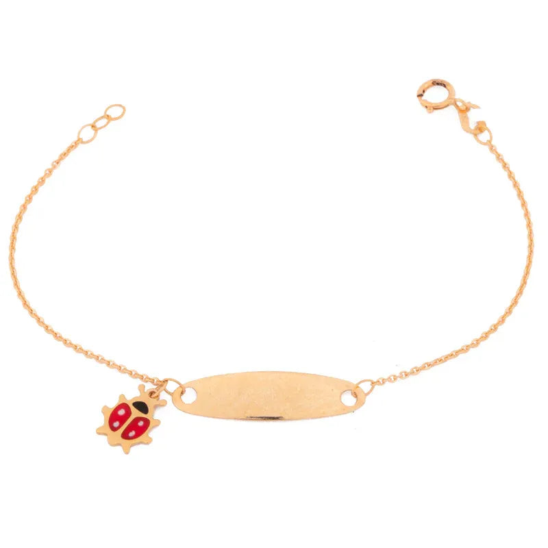 18K Gold Kids Chain Bracelet with Ladybug Design