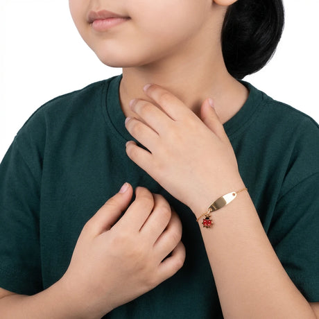 18K Gold Kids Chain Bracelet Ladybug Design