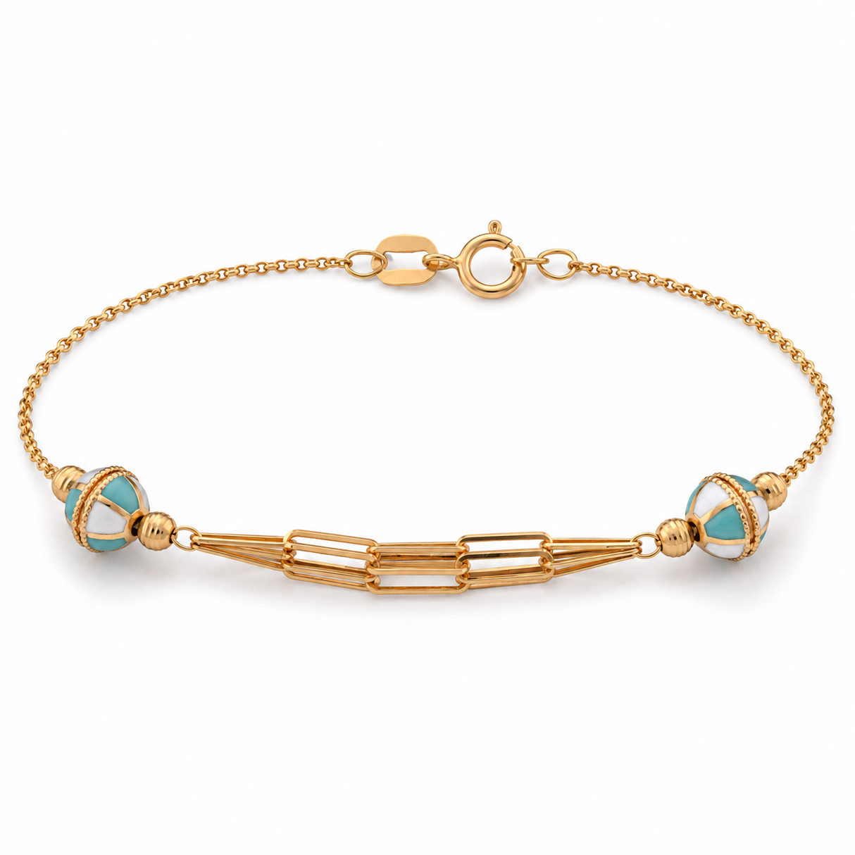 18K Chain Bracelet with Paths Happiness Design