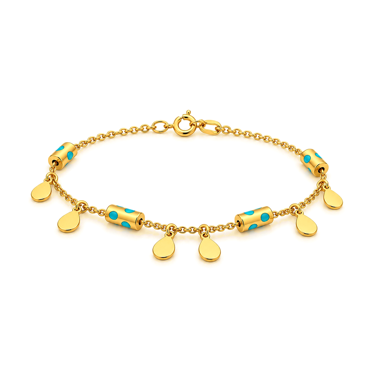 18K Gold Chain Bracelet Golden Teardrop Design