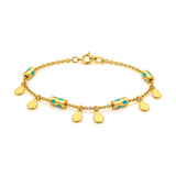 18K Gold Chain Bracelet Golden Teardrop Design
