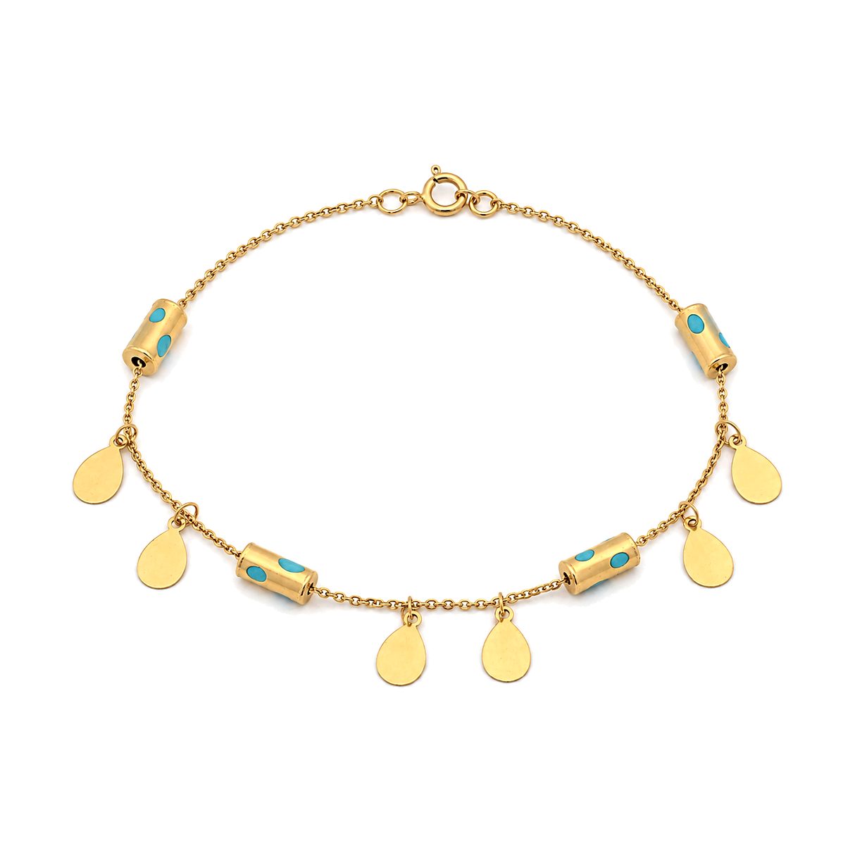 18K Gold Chain Bracelet Golden Teardrop Design