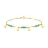 18K Gold Chain Bracelet Turquoise Beads Design