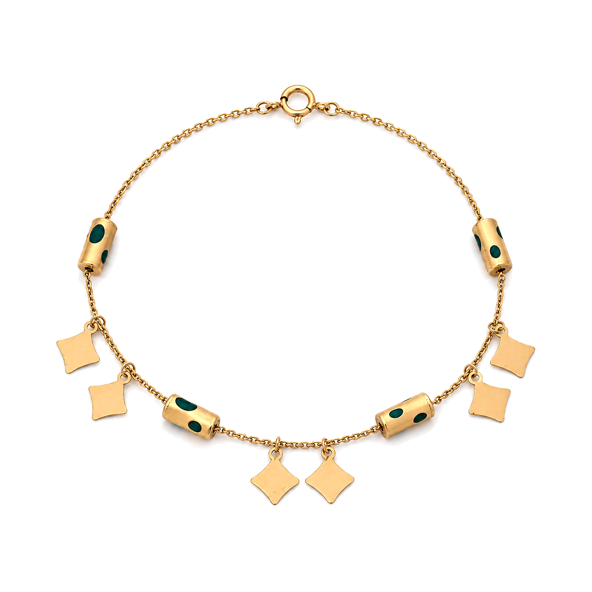 18K Chain Bracelet with Colourful Charms