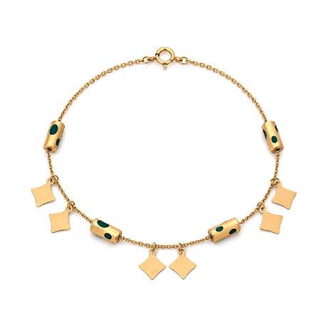 18K Chain Bracelet with Colourful Charms