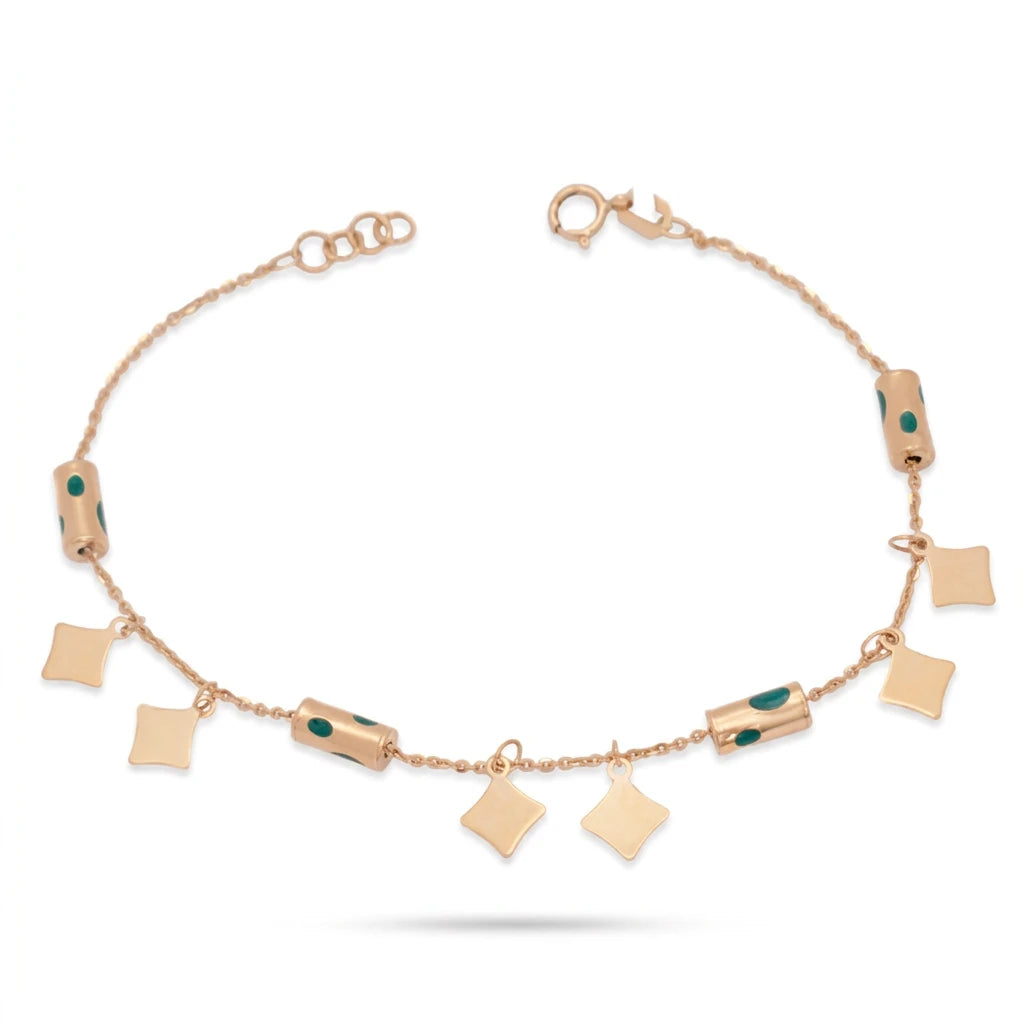 18K Chain Bracelet    with colourful charms