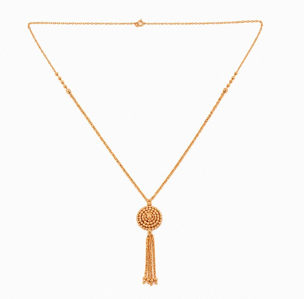 21K Gold Necklace of Grandeur With Circle Pendant