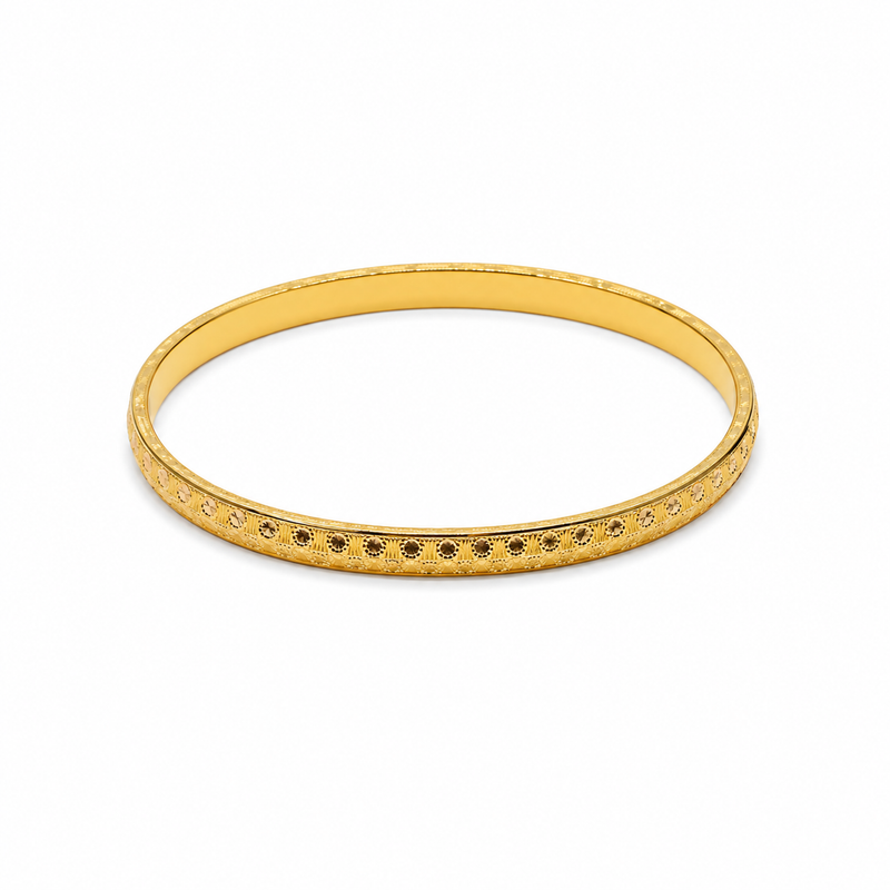 21K Gold Bangle with Elegant Dotted Pattern Design