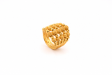 21k Gold Ring With Textured Beads Design