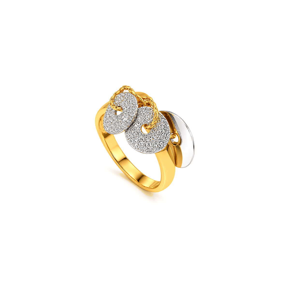 18K Gold Set with Bisan Interlocking Leaf Pendants