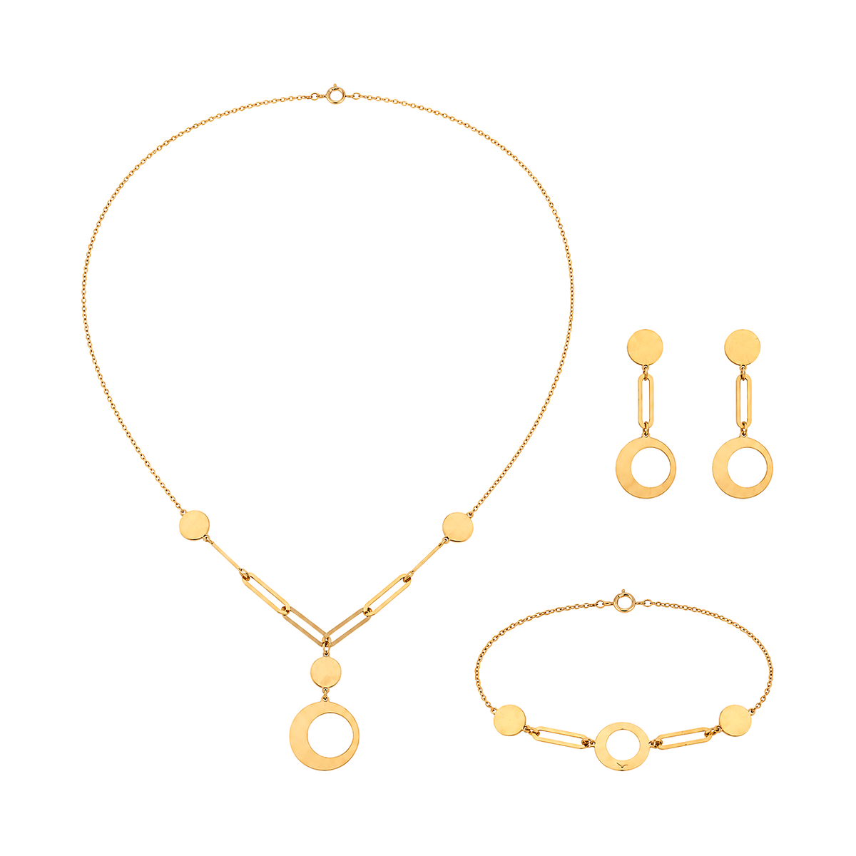 18K Gold Eclipse Set with Contemporary Geometric Design