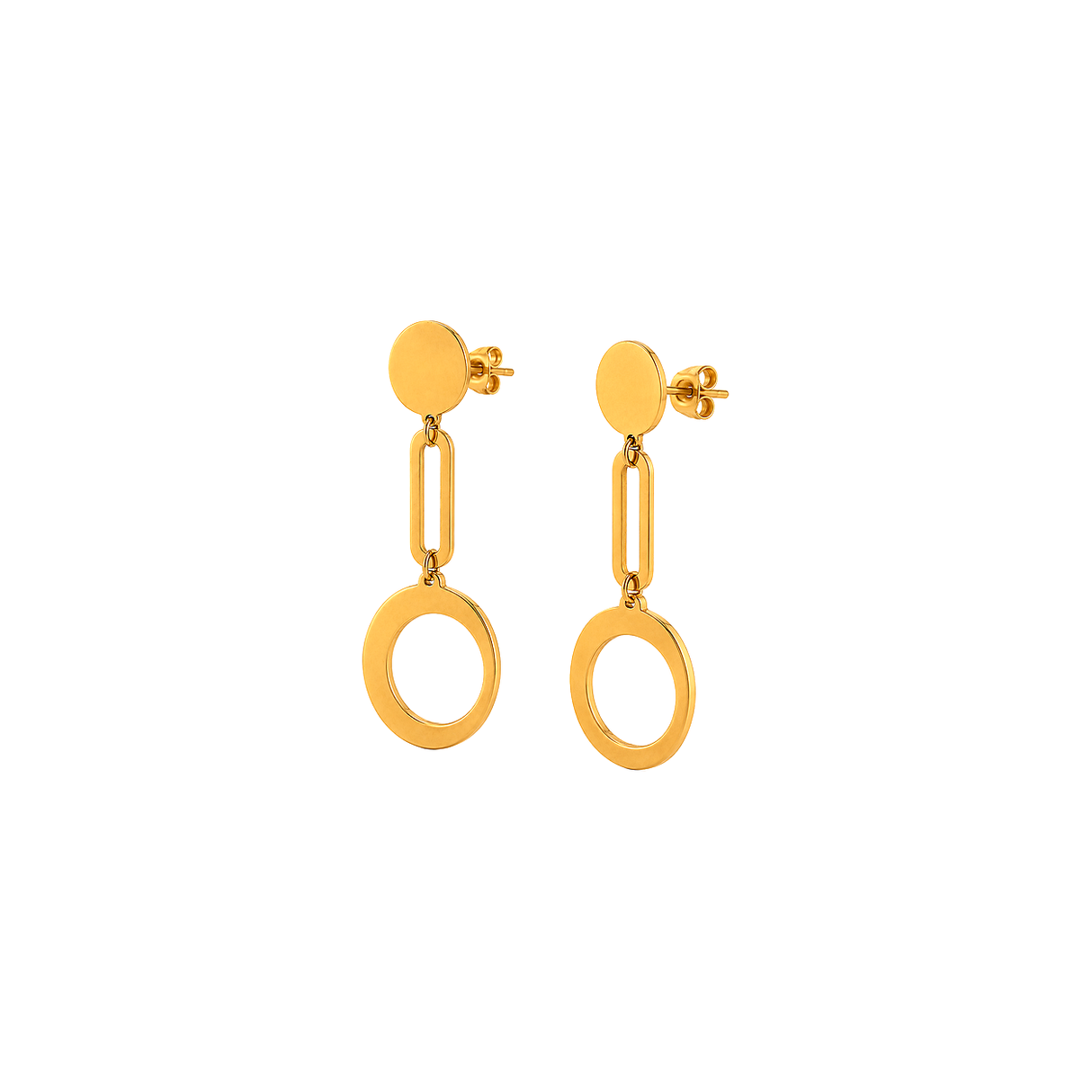 18K Gold Eclipse Set with Contemporary Geometric Design