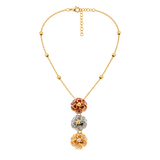 18K Gold Set with Three-Tone Rose Design