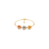 18K Gold Set with Three-Tone Rose Design