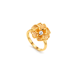 18K Gold Set with Three-Tone Rose Design