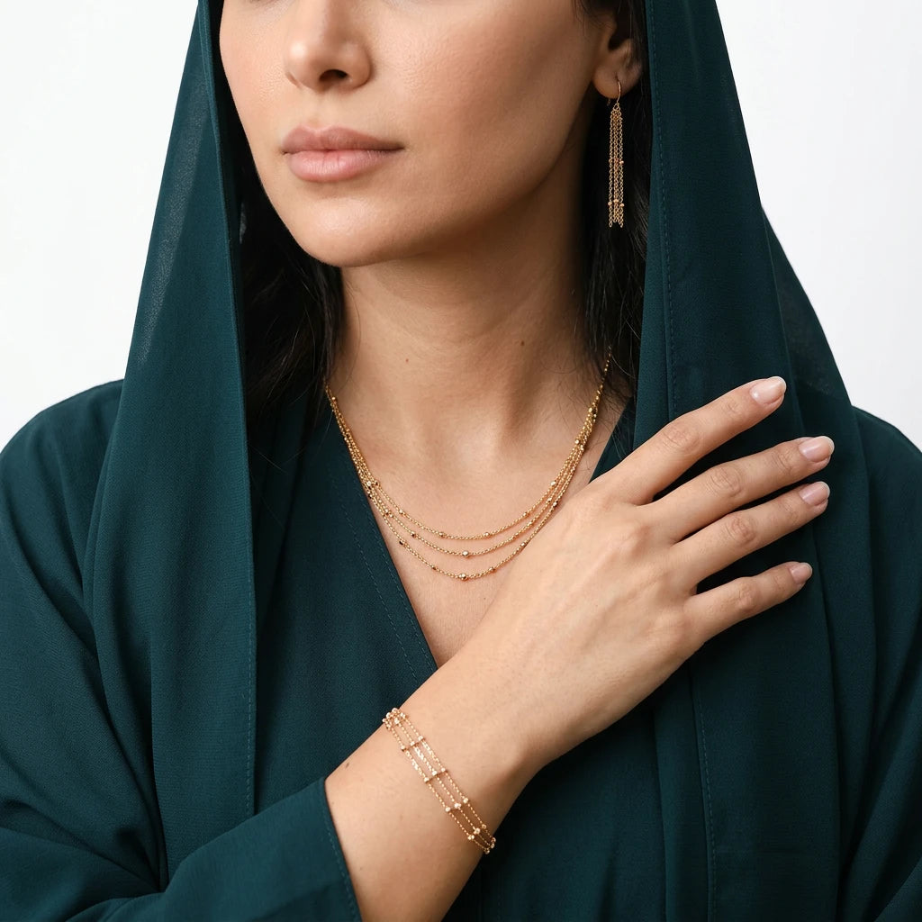 18K Gold Half Set with Triple-Layer Design