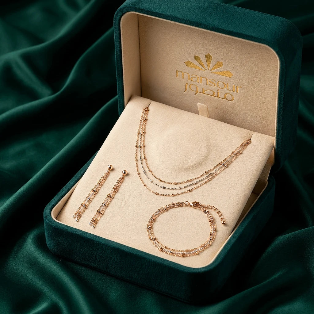 18K Gold Half Set with Triple-Layer Design