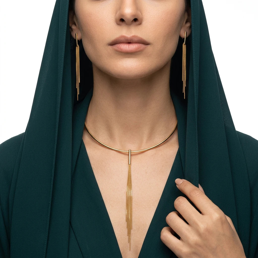 طقم ذهب عيار 18 قيراطًا نصف طقم أمسية حالمة