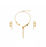 نصف طقم ذهب عيار 18 دوائر بتصميم عقد مفتوح