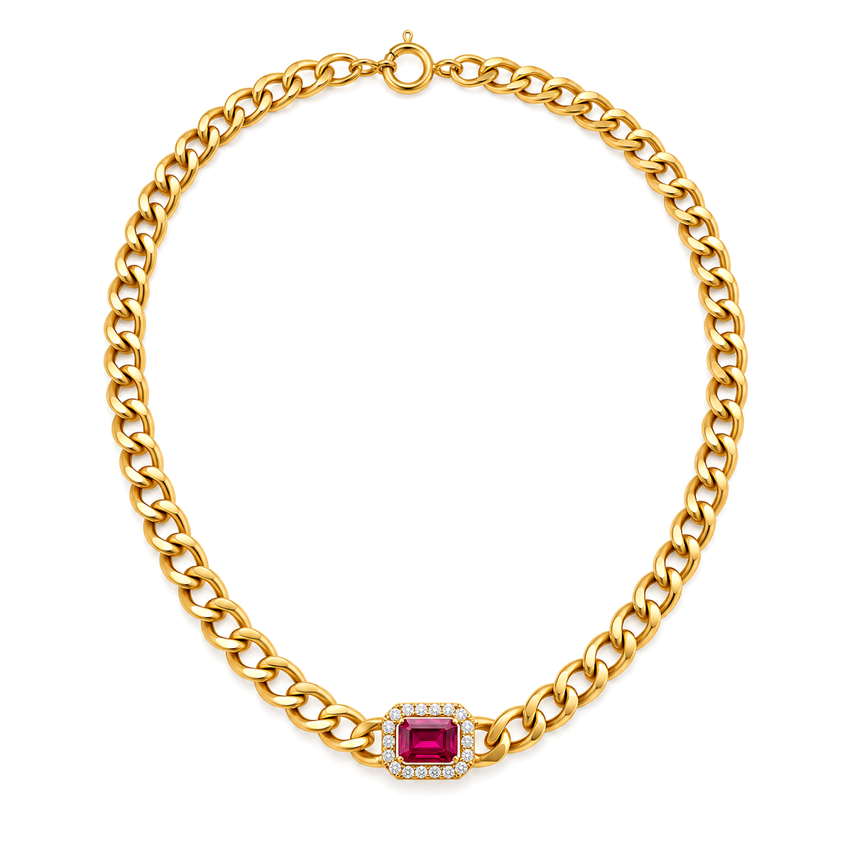 18K Gold Set with Red Stone Design