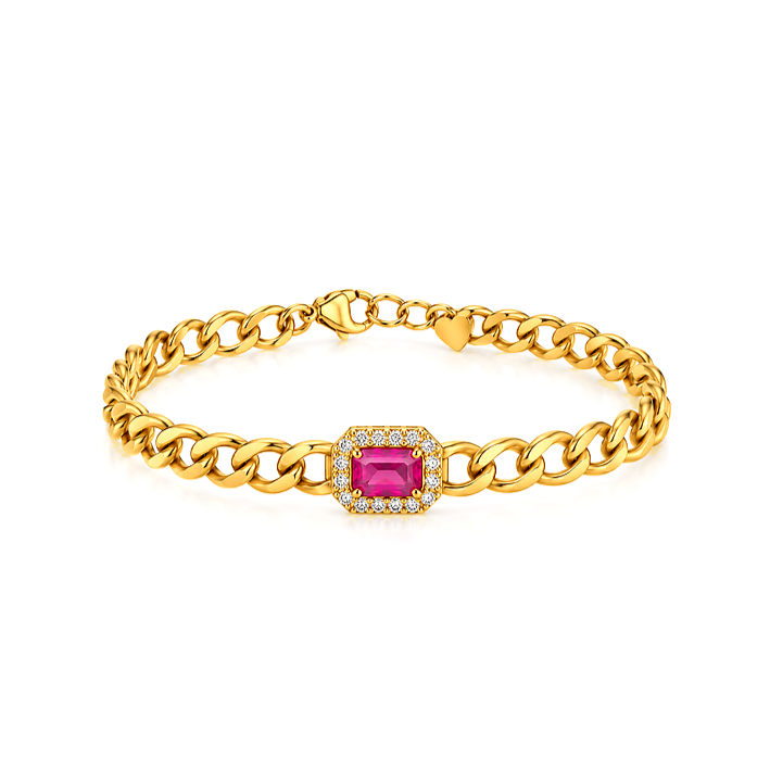 18K Gold Set with Red Stone Design