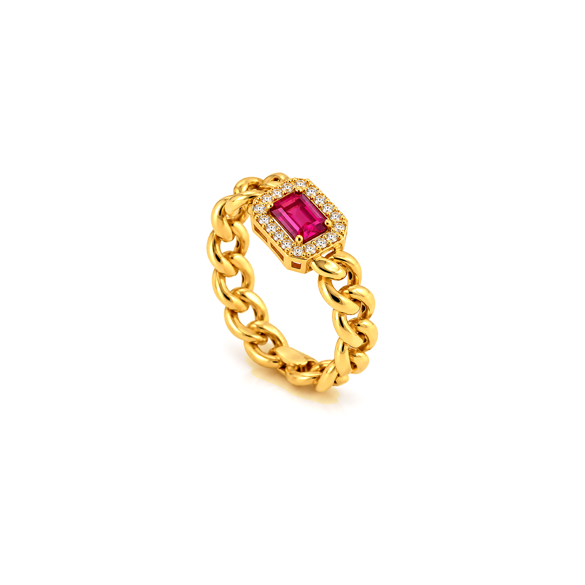 18K Gold Set with Red Stone Design