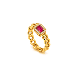 18K Gold Set with Red Stone Design