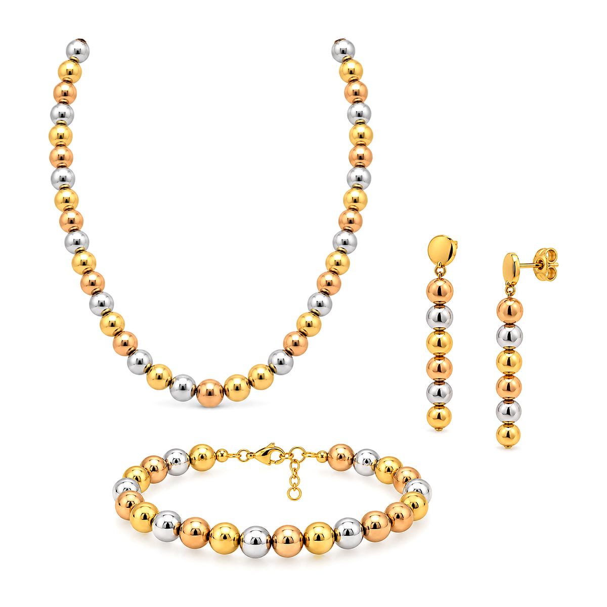 18K Gold Half Set with Colorful Shiny Beads Design