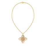 18K Gold Set with White Four-Petal Flower Design