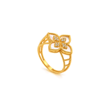 18K Gold Set with White Four-Petal Flower Design