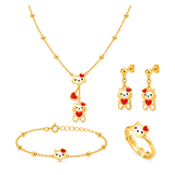 18K Gold Kids Set with Playful Cat Design