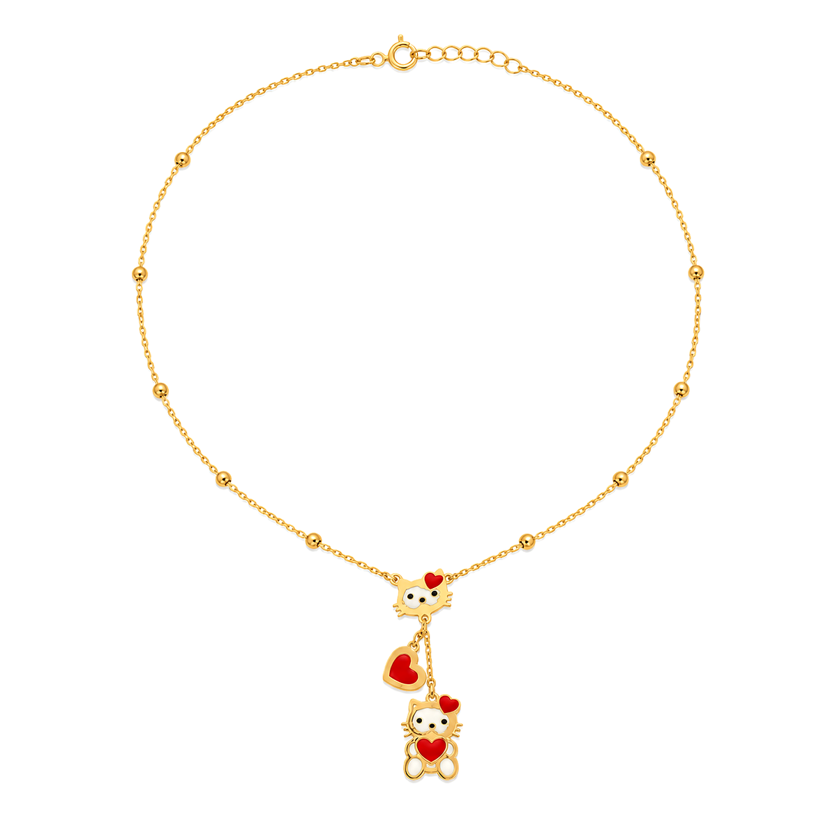 18K Gold Kids Set with Playful Cat Design
