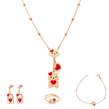 18K Gold Kids Set with Playful Cats Design