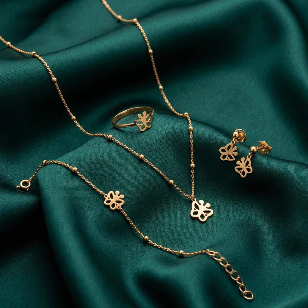 Children's 18K Gold Set with Elegant Butterfly Design