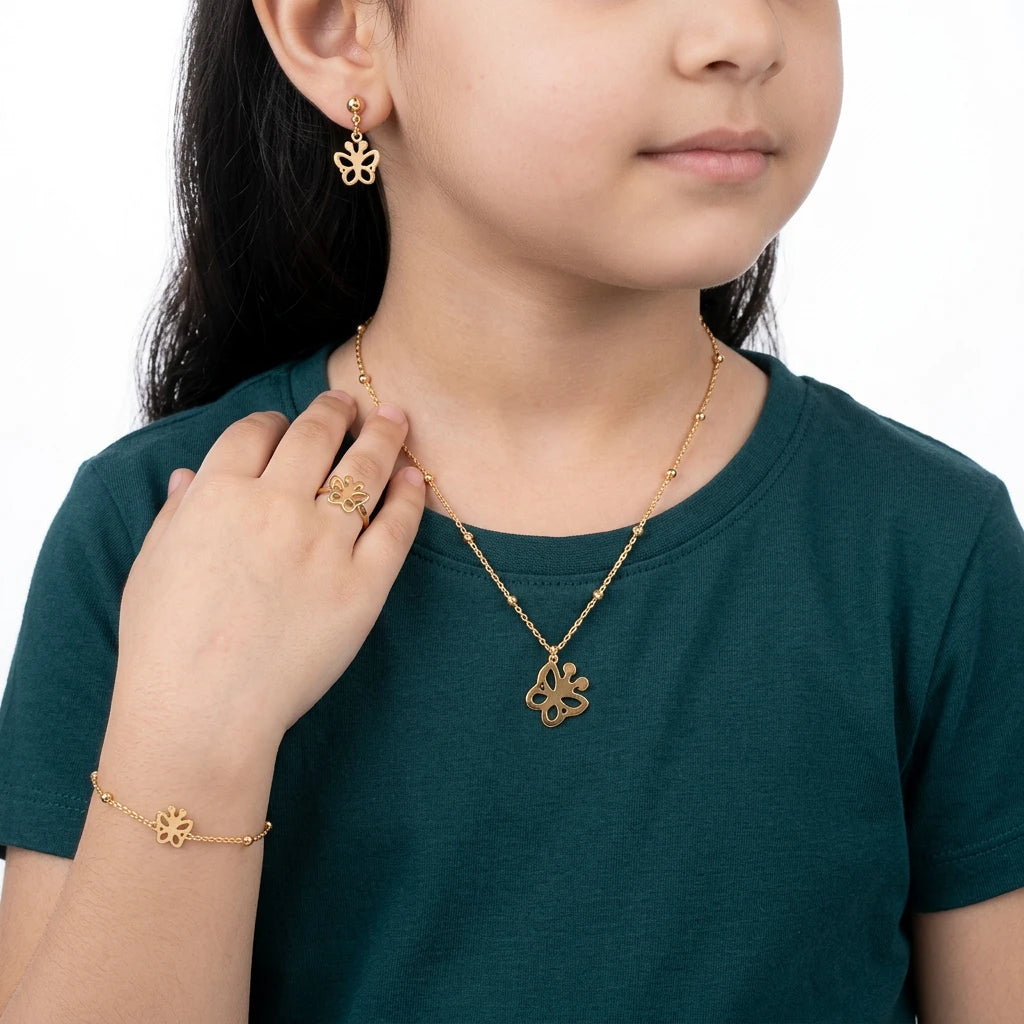 Children's 18K Gold Set with Elegant Butterfly Design