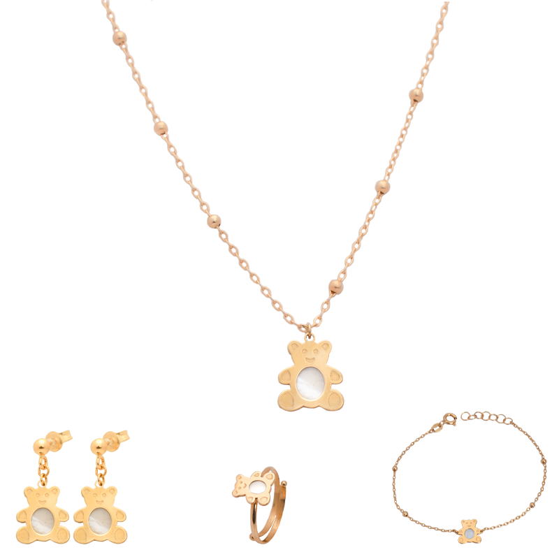 طقم أطفال ذهب عيار 18 تصميم دب