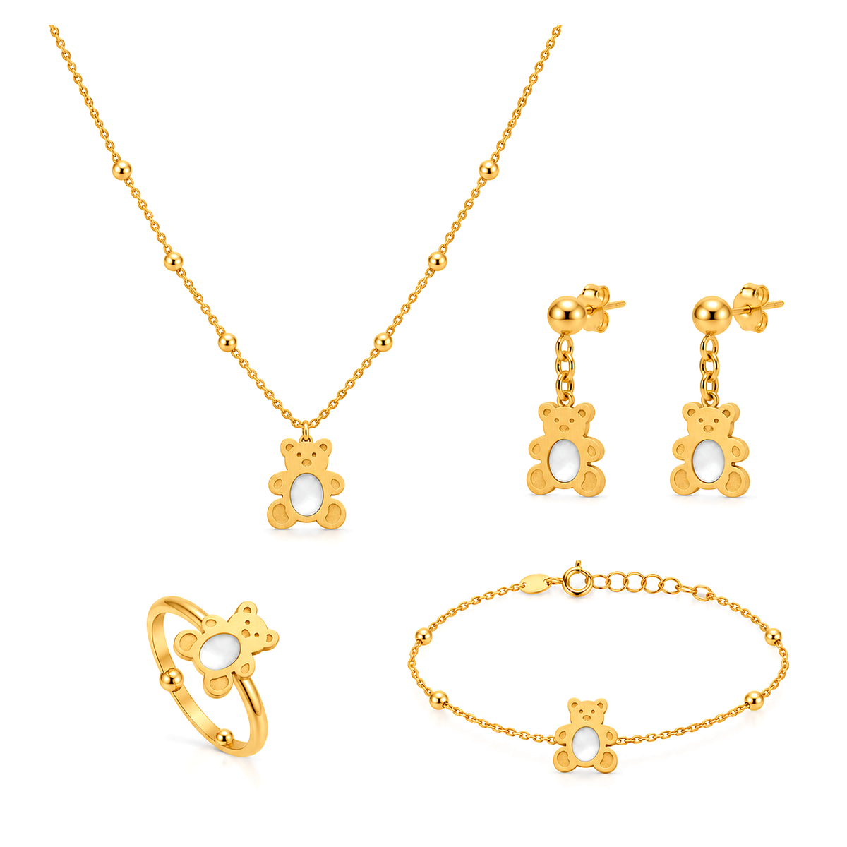 18K Gold Kids Set with Bear Design