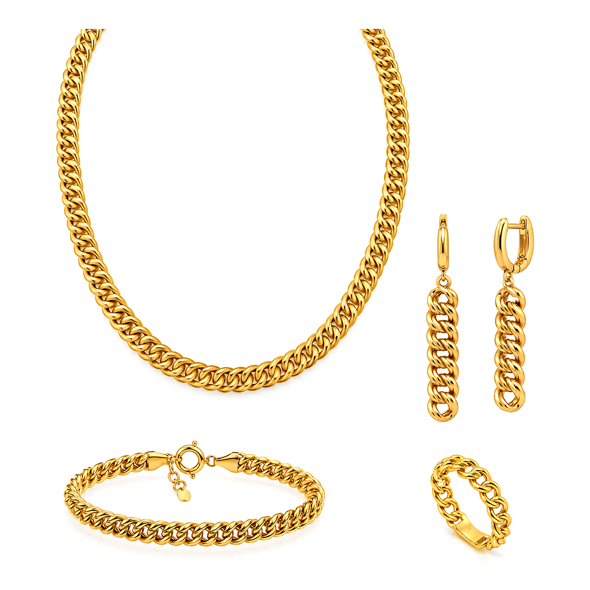 18K Gold Set with Wide Glossy Design