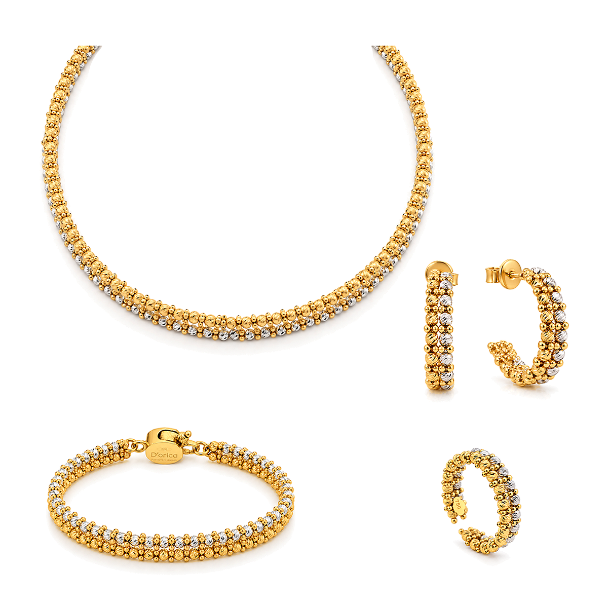 18K Gold Set with Double Shiny Bezel Choker