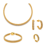18K Gold Set with Double Shiny Bezel Choker